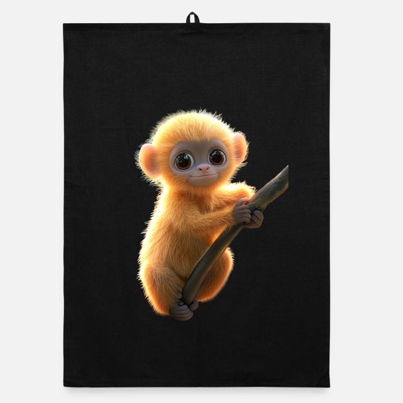 Gibbon Affe Weißhandgibbon Monkey Süße Lar Gibbons Organic Geschirrtuch