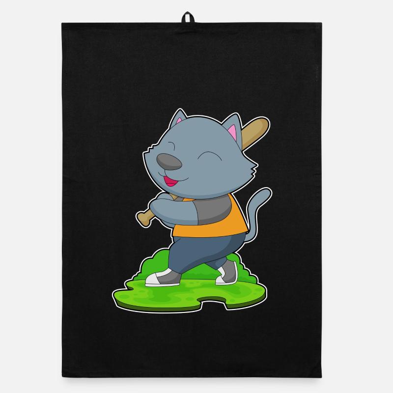 Cat Baseball Batte de baseball Torchon bio