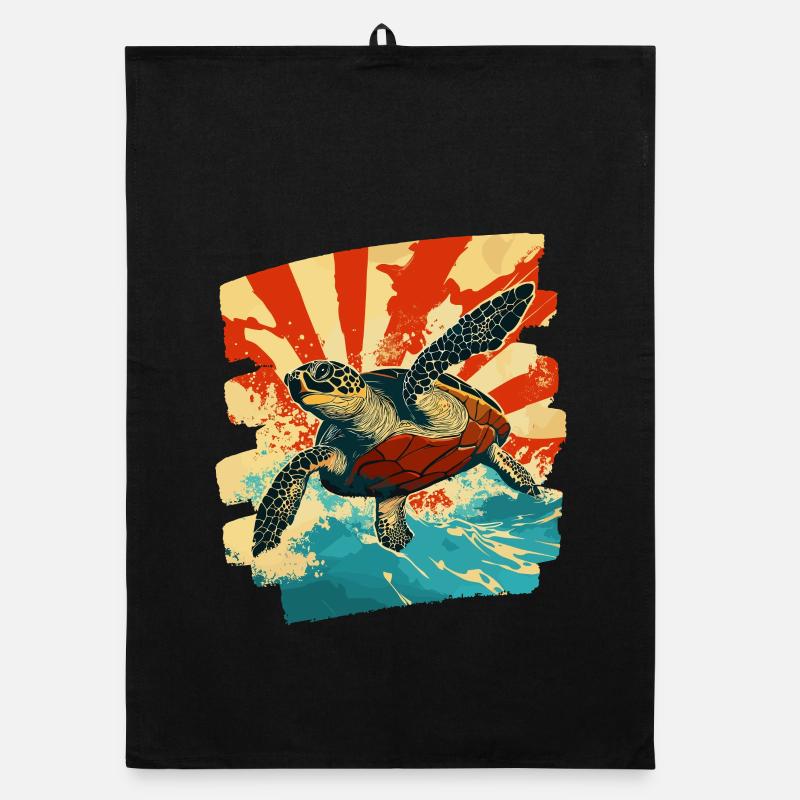 Sea Turtle Retro Organic dish towel