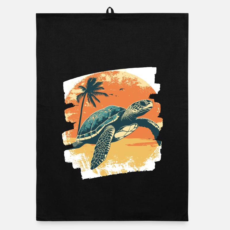 Tortue de mer rétro Torchon bio