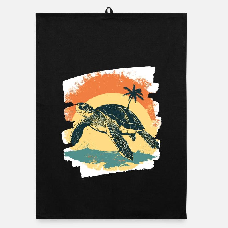 Sea Turtle Retro Organic dish towel