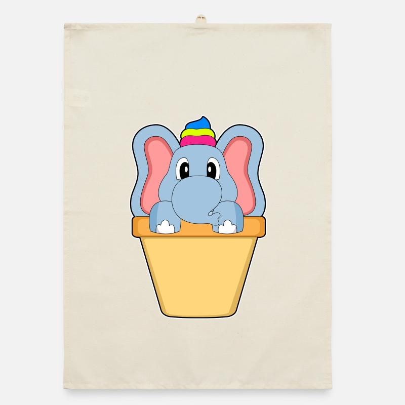 Elephant Waffle Cream Organic dish towel