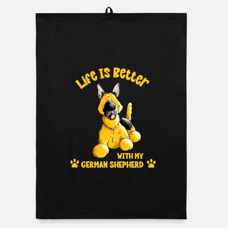 Deutscher Schäferhund Spruch Organic Geschirrtuch