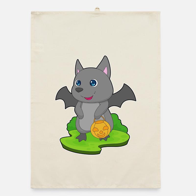 Bat Halloween Pumpkin Organic dish towel