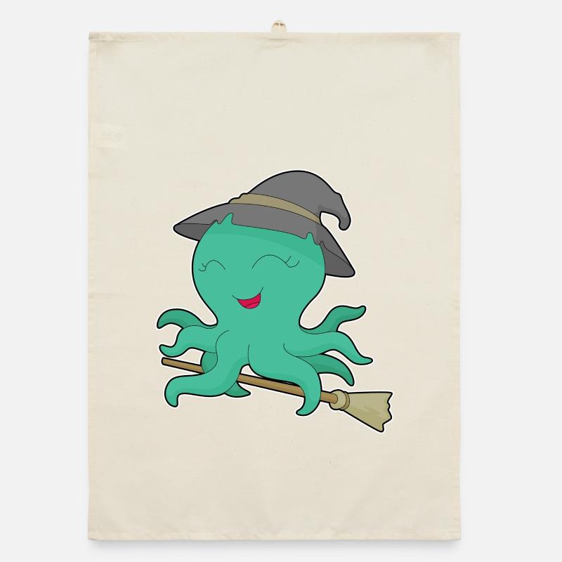 Octopus Halloween Witch Organic dish towel