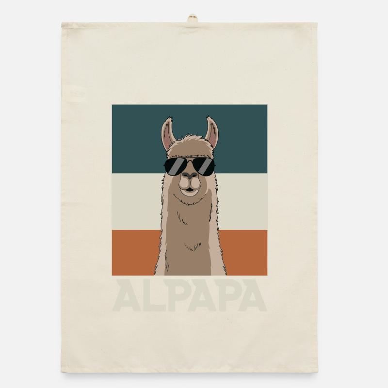 Dad Alpaca Dad Funny Llama Father's Day Gift Organic dish towel