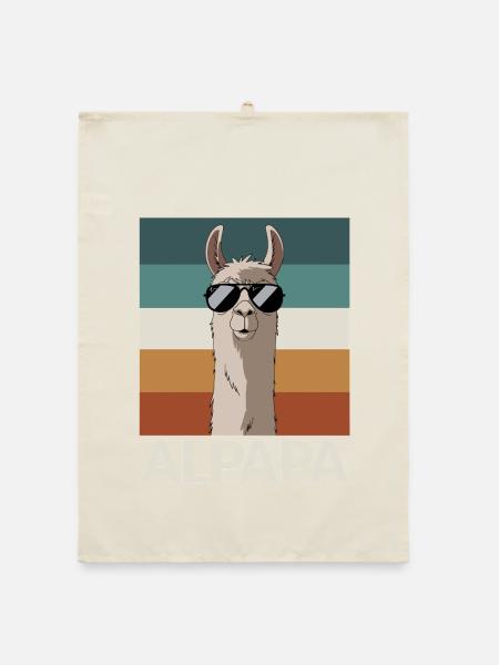 Papa Alpaga Papa Drôle Lama Cadeau de Fête des Pères - Torchon bio - nature - Devant