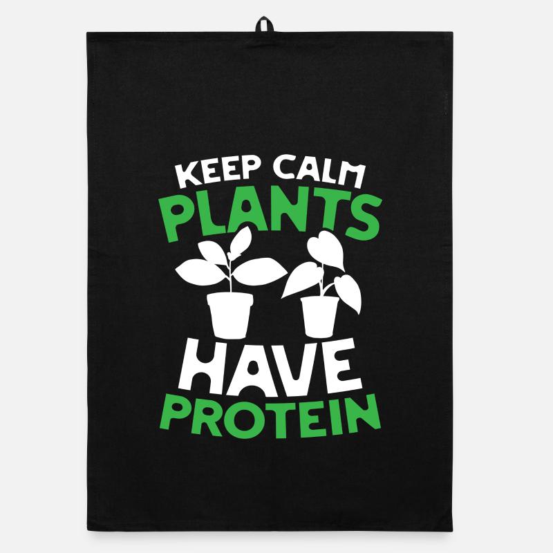 Keep calm plants have protein Organic Geschirrtuch