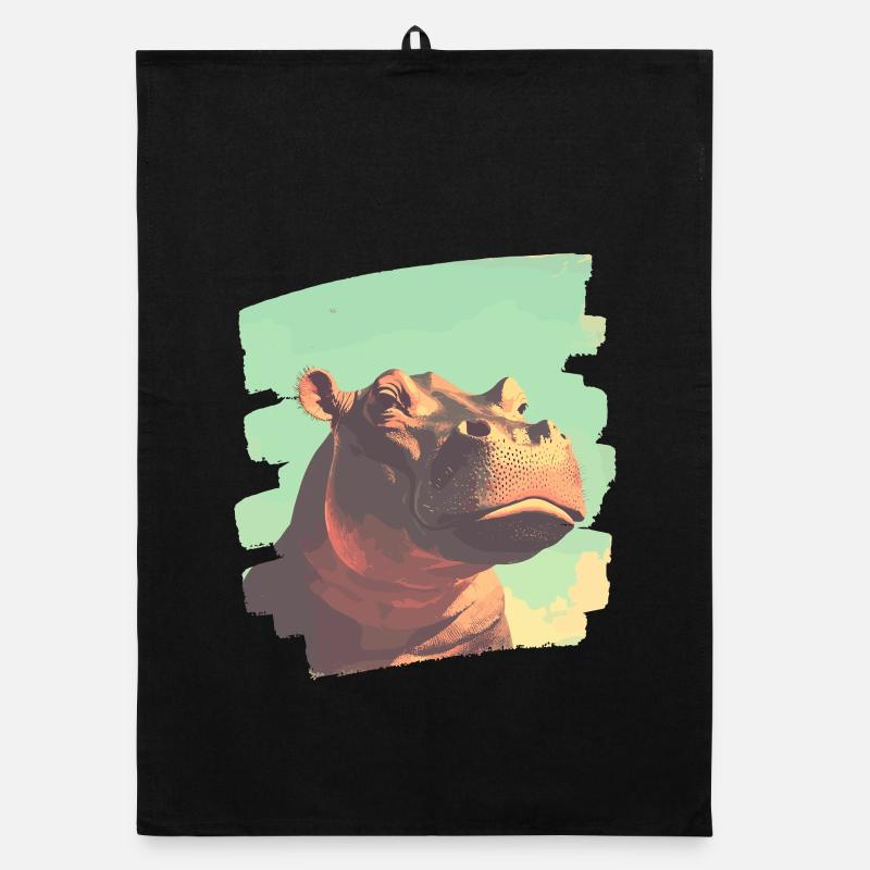 Hippopotame Rétro Torchon bio