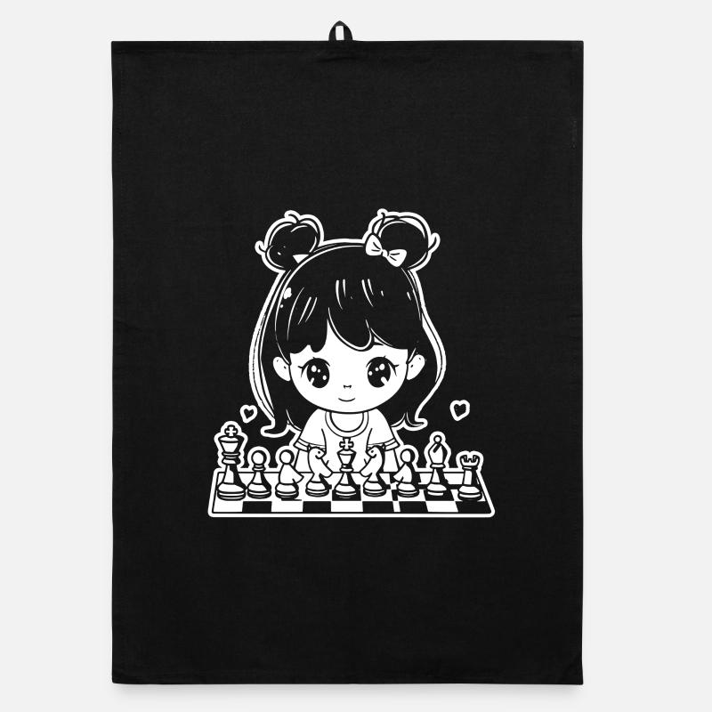 Cartoon Chess Player Organic dish towel