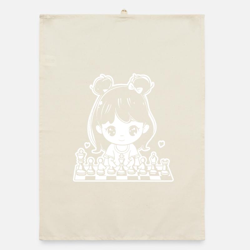 Cartoon Chess Player Organic dish towel