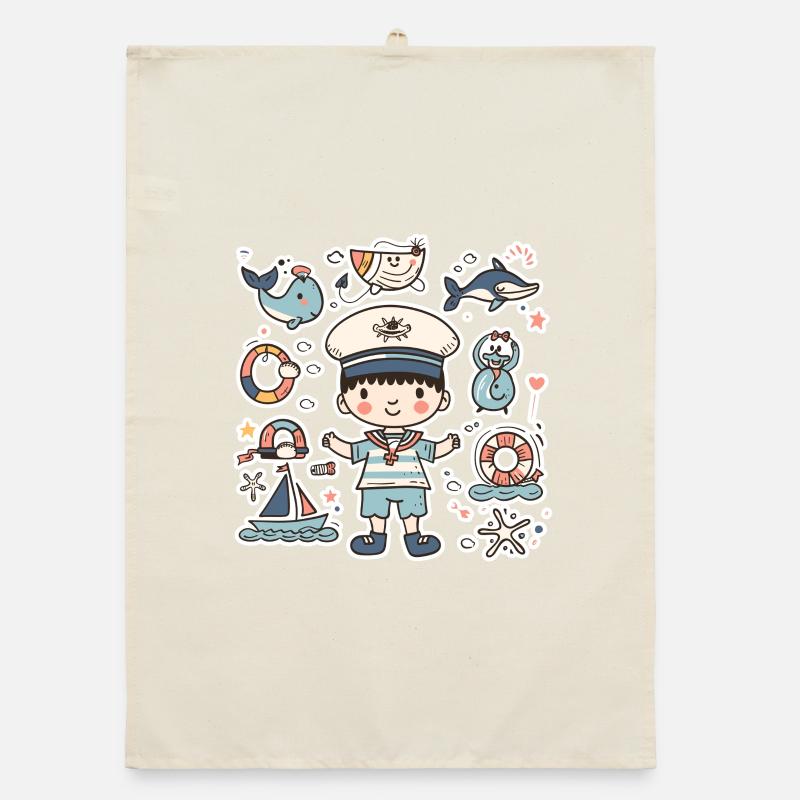 Look de dessin animé de petit marin Torchon bio
