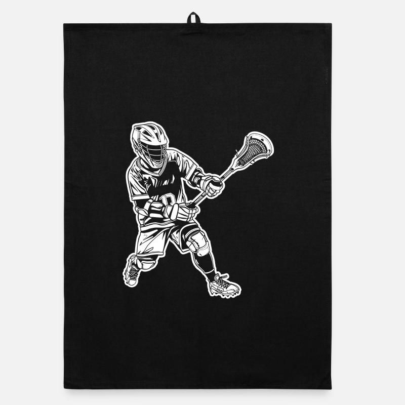 Lacrosse Player Drawing Organic dish towel