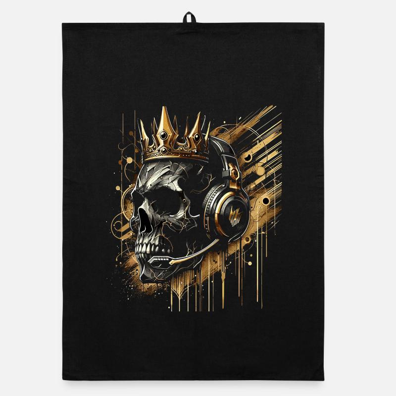 Crâne de joueur avec casque Crown Doré Torchon bio