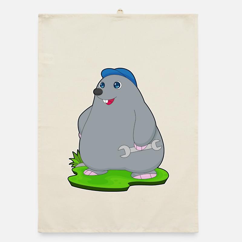 Mole Mechanic Wrench Workshop Organic dish towel