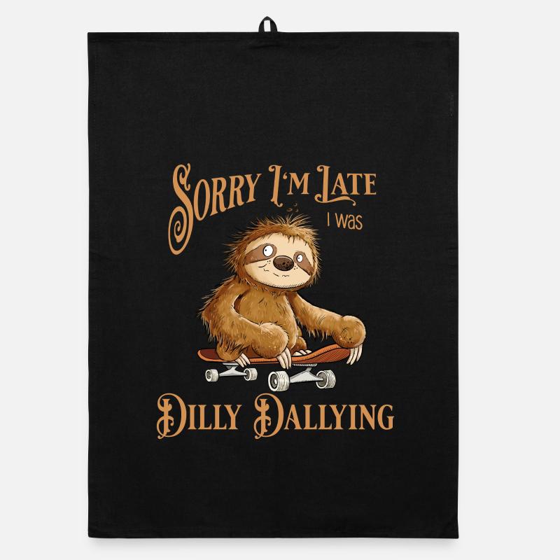 Faultier Mit Skateboard Dilly Dallying Organic Geschirrtuch