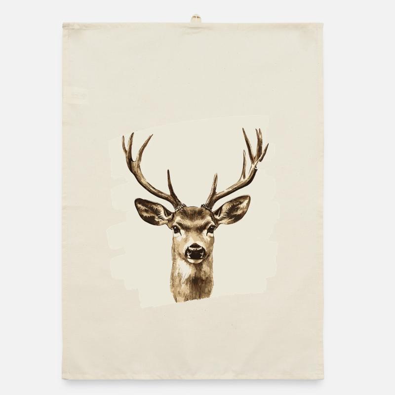 Hirsch mit Geweih Organic Geschirrtuch