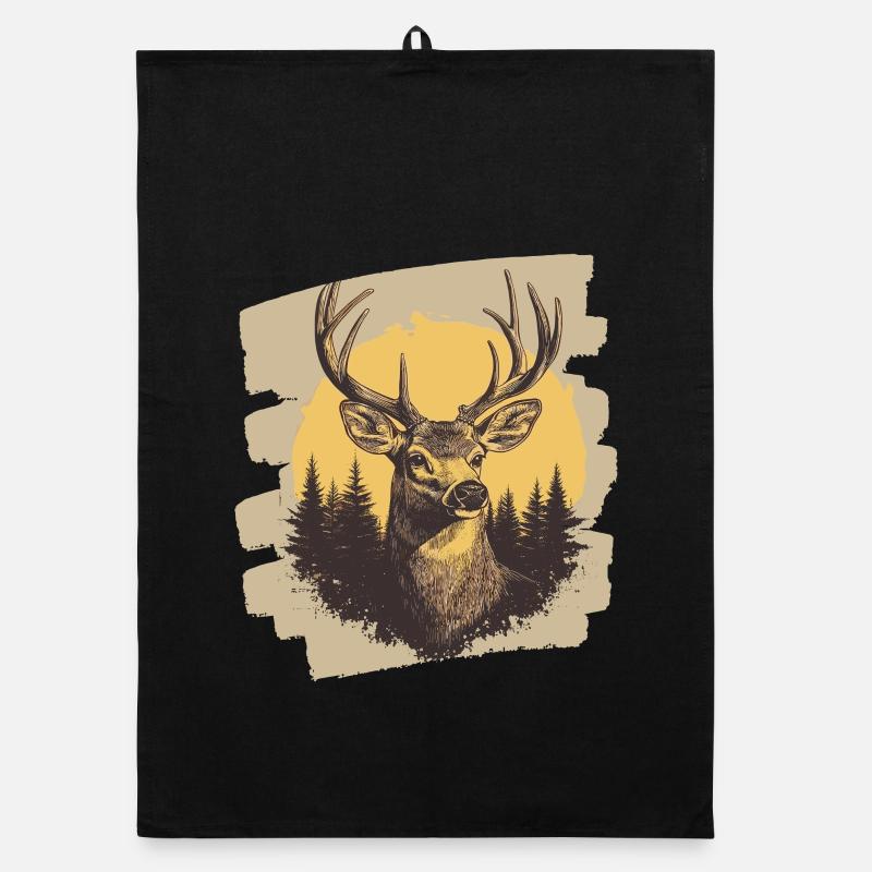 Hirsch mit Geweih Organic Geschirrtuch
