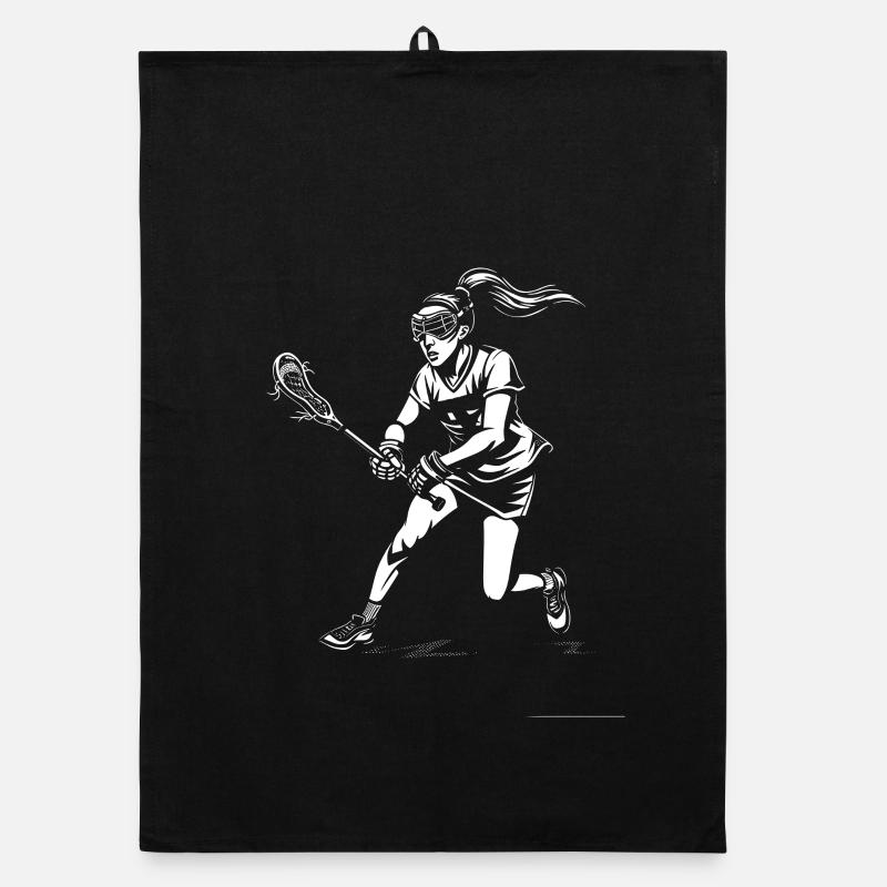 Female Lacrosse Player Organic dish towel