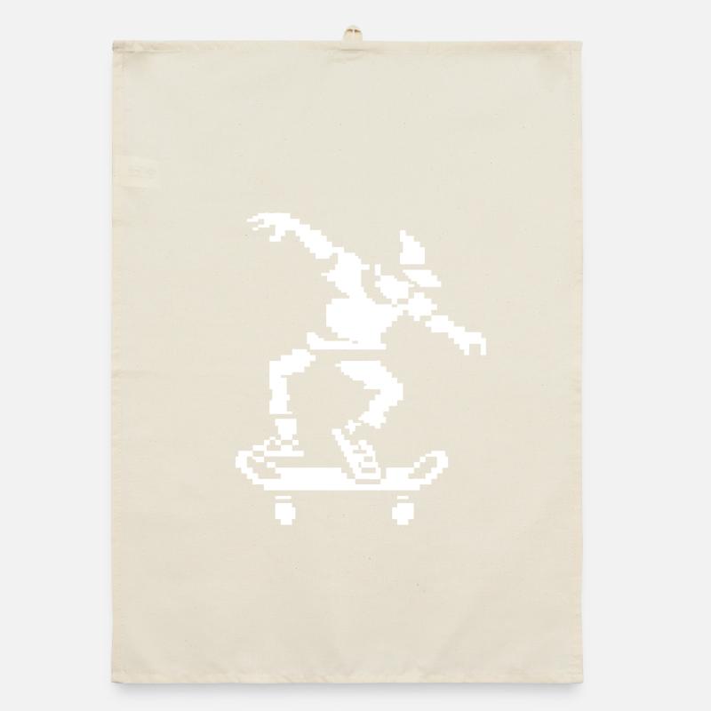 Skateboarder Pixel Graphic Organic dish towel