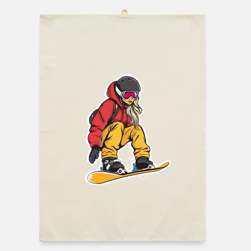 Snowboarder Graphic Organic dish towel