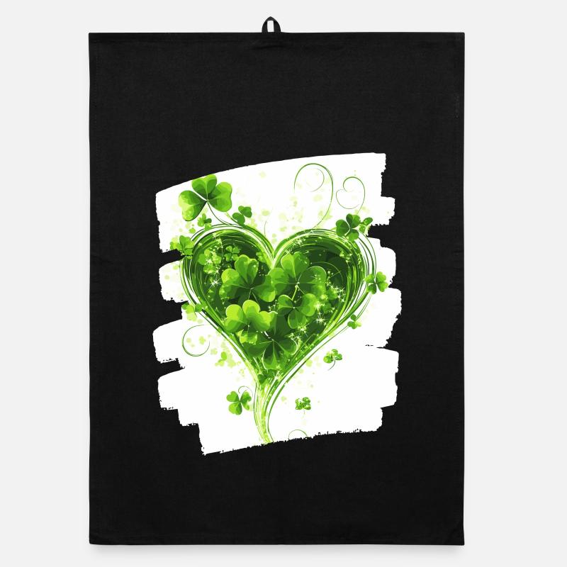 St. Patricks day Kleeblatt Herz Organic Geschirrtuch