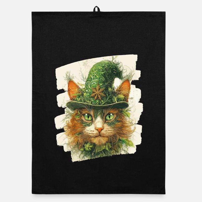 St Patricks day Katze Organic Geschirrtuch