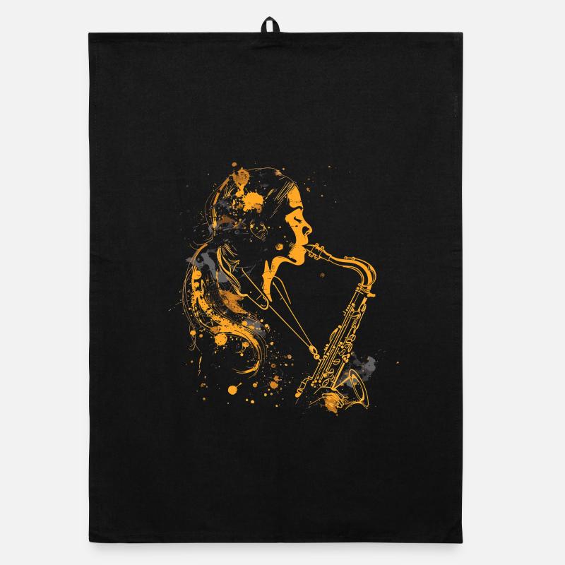 Saxophon Mädchen Graffiti Organic Geschirrtuch