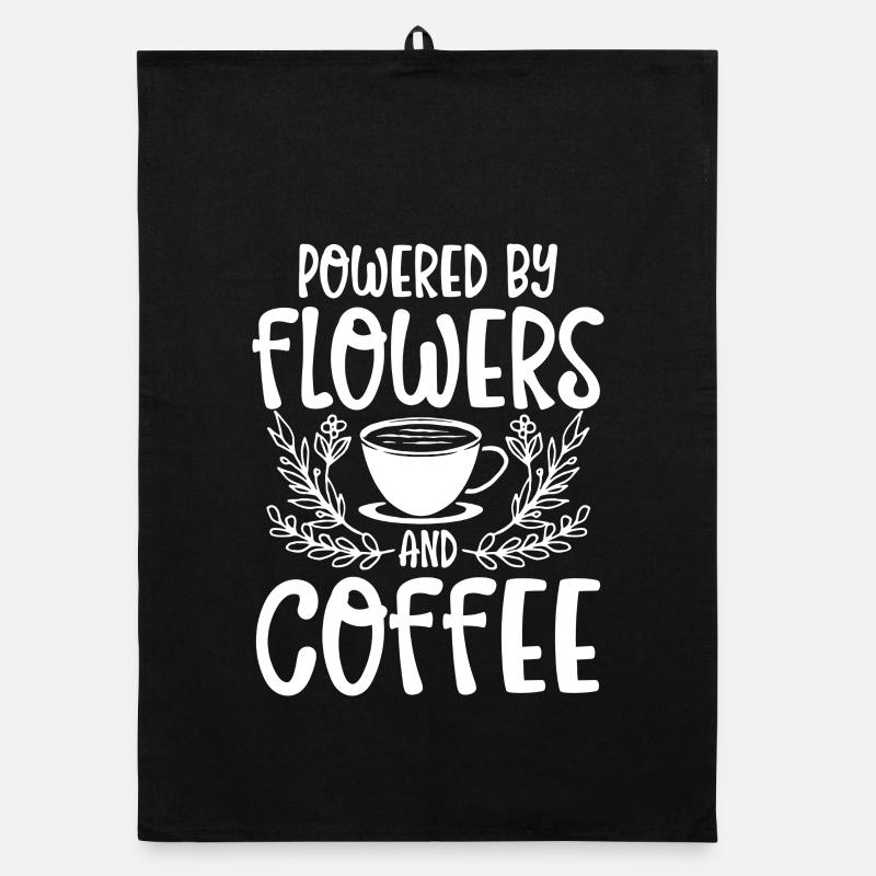 Powered by flowers and coffee Organic Geschirrtuch