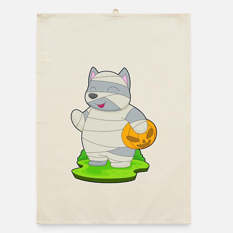 Cat Halloween Mummy Organic dish towel