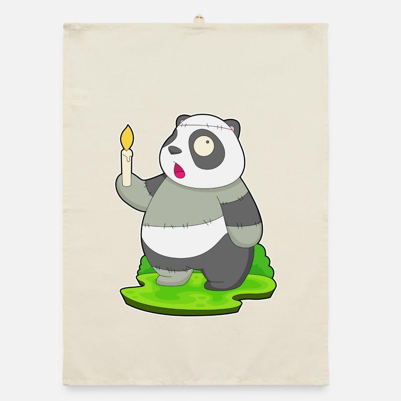 Panda Halloween Zombie Organic dish towel