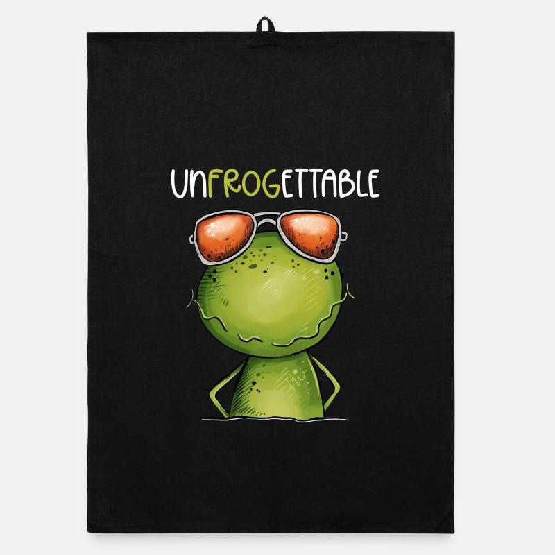 Cool frog with glasses and pun statement Organic dish towel
