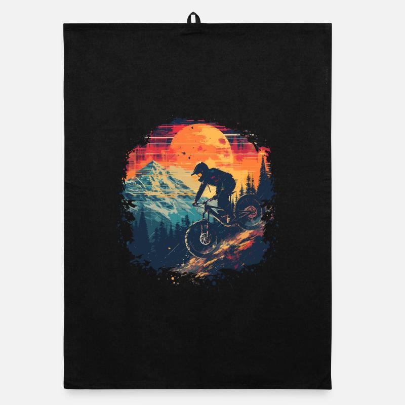 Mountainbiking Synthwave Organic Geschirrtuch