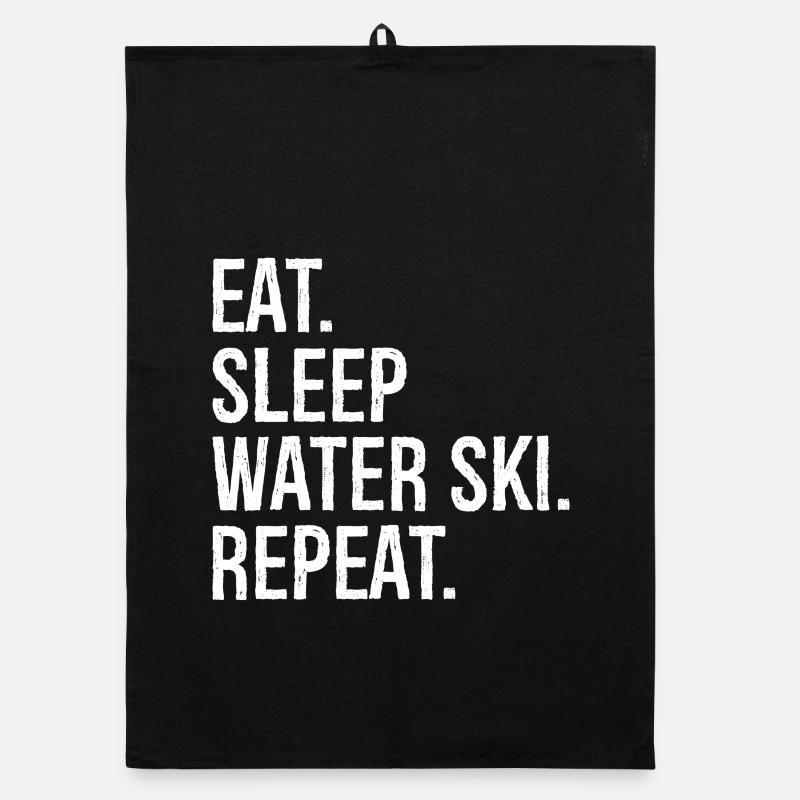 eat sleep waterski repeat Organic Geschirrtuch
