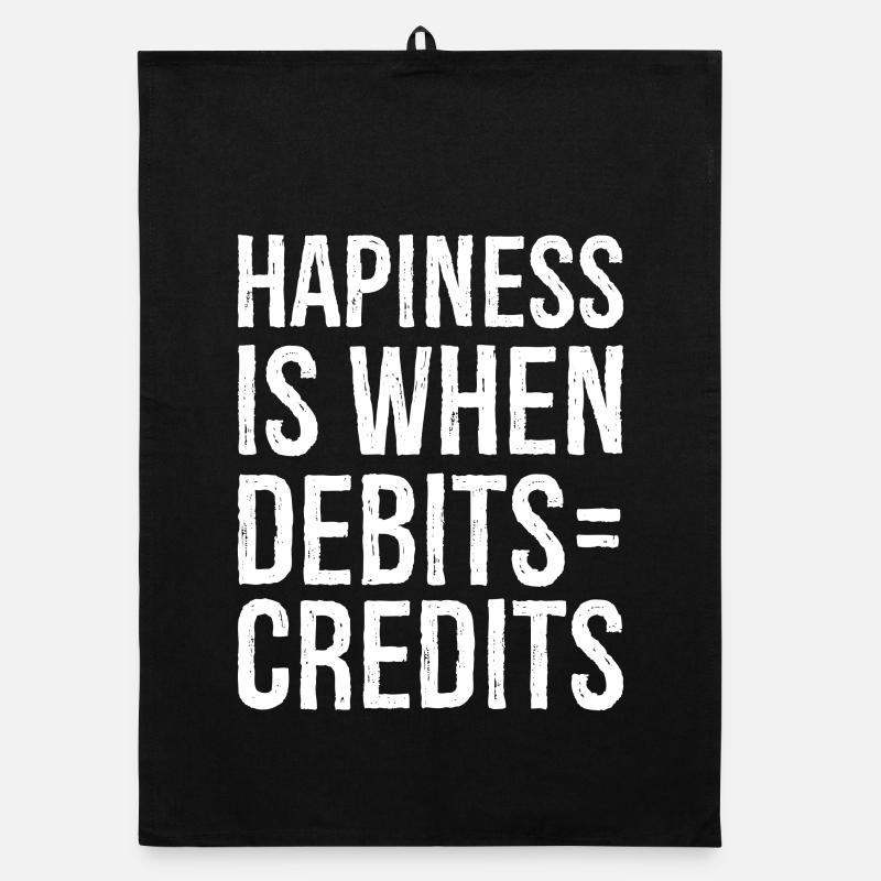 hapiness is when debits credits Organic Geschirrtuch