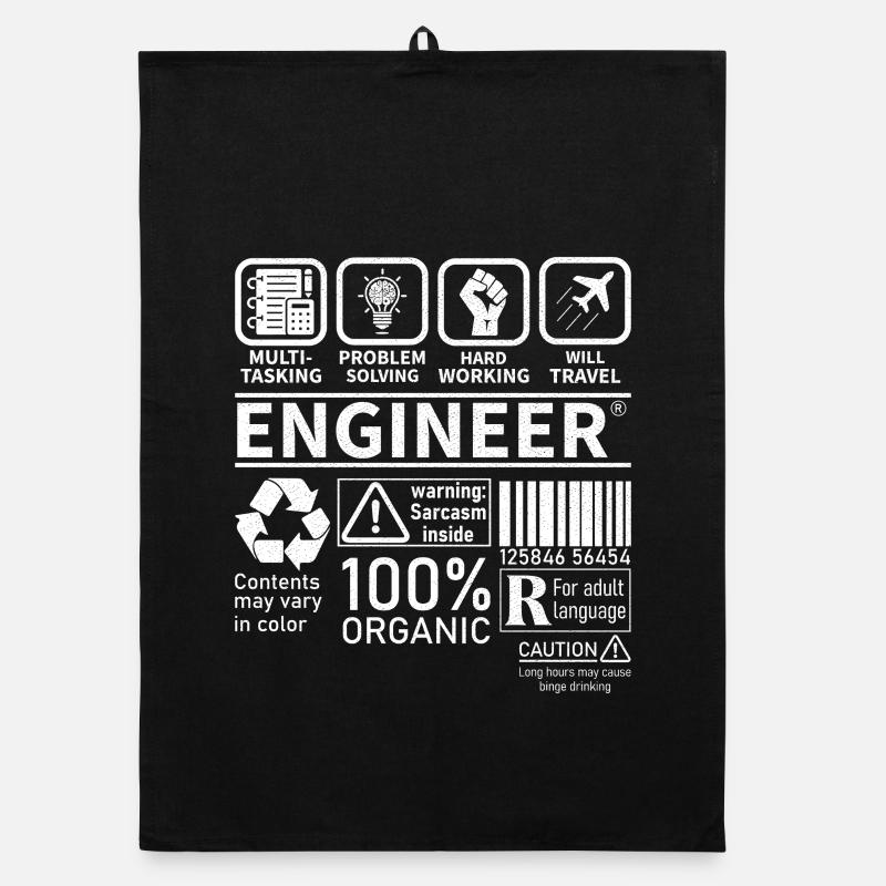 ingénieur multitâche résolution de problèmes travail acharné - Torchon bio - noir