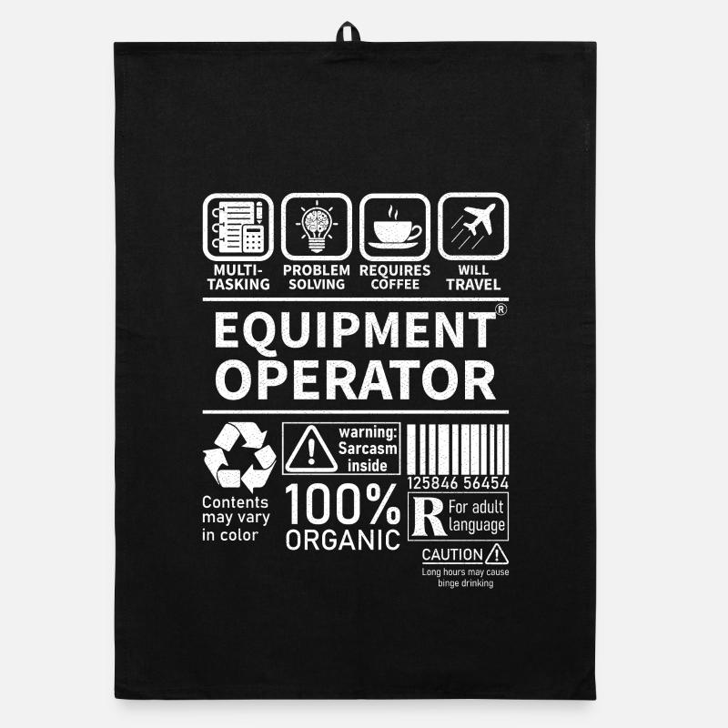 Equipment operator multi tasking problem solving - Organic dish towel - black