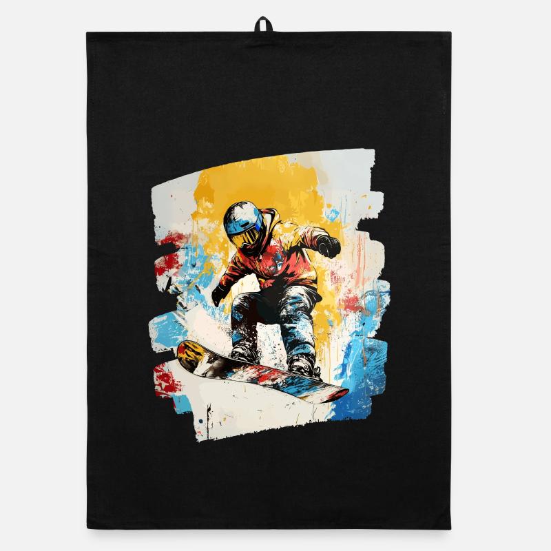 Snowboarder poudreuse Torchon bio