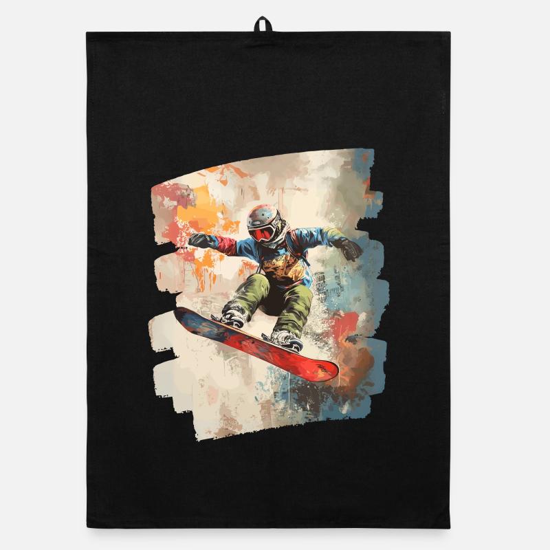 Snowboarder Pulverschnee Organic Geschirrtuch