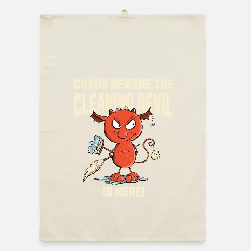 Funny Cleaning Devil Cleaning Cleaner Saying Organic dish towel
