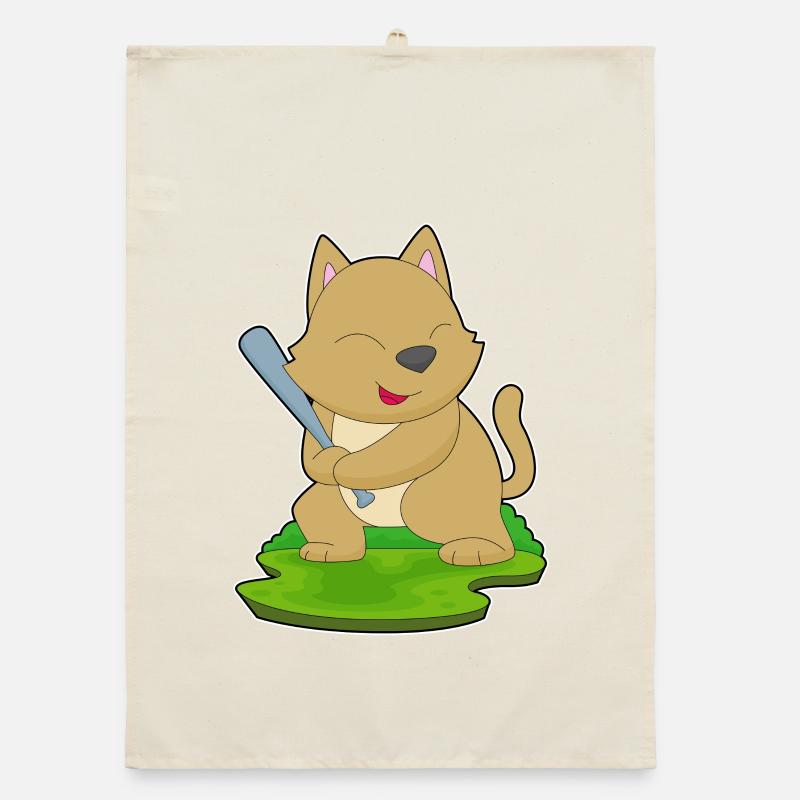 Cat Baseball Batte de baseball Torchon bio