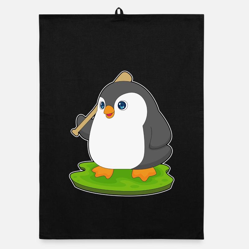 Penguin Baseball Baseball Bat Organic dish towel