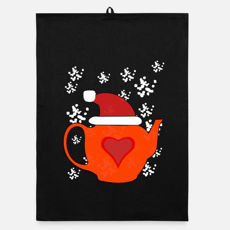 Winter Time Tea Snow Teapot Hot Drinks Xmas Organic dish towel