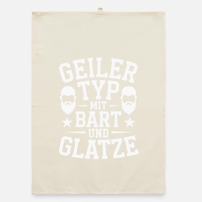 guy with beard & bald head beard wearer Organic dish towel