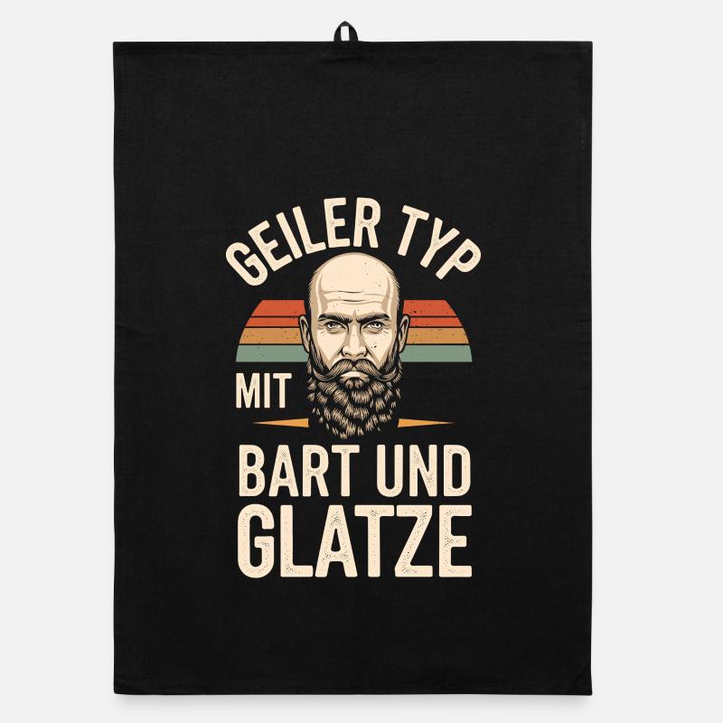 guy with beard & bald head beard wearer Organic dish towel