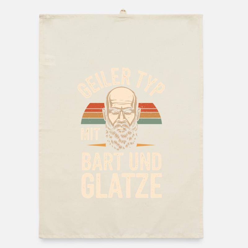 Geiler Typ Mit Bart & Glatze Glatzkopf Bartträger Organic Geschirrtuch