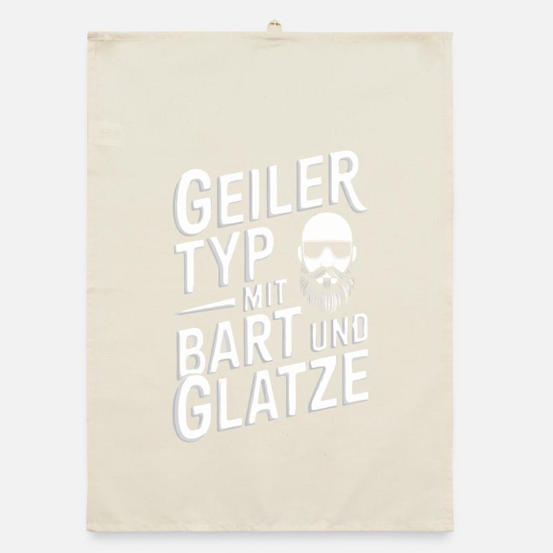 guy with beard & bald head beard wearer Organic dish towel