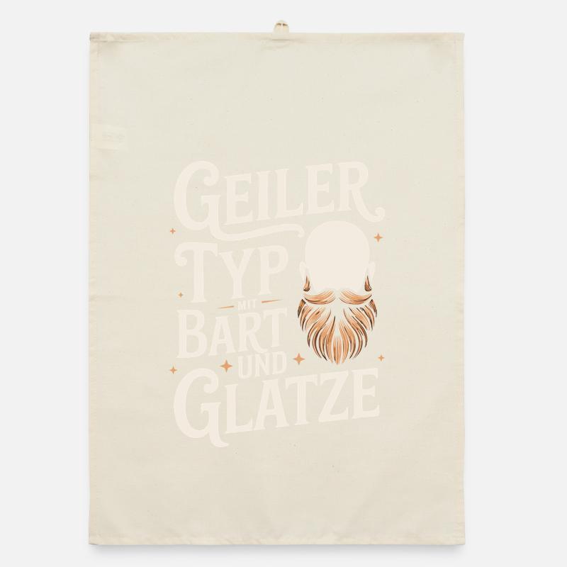 guy with beard & bald head beard wearer Organic dish towel