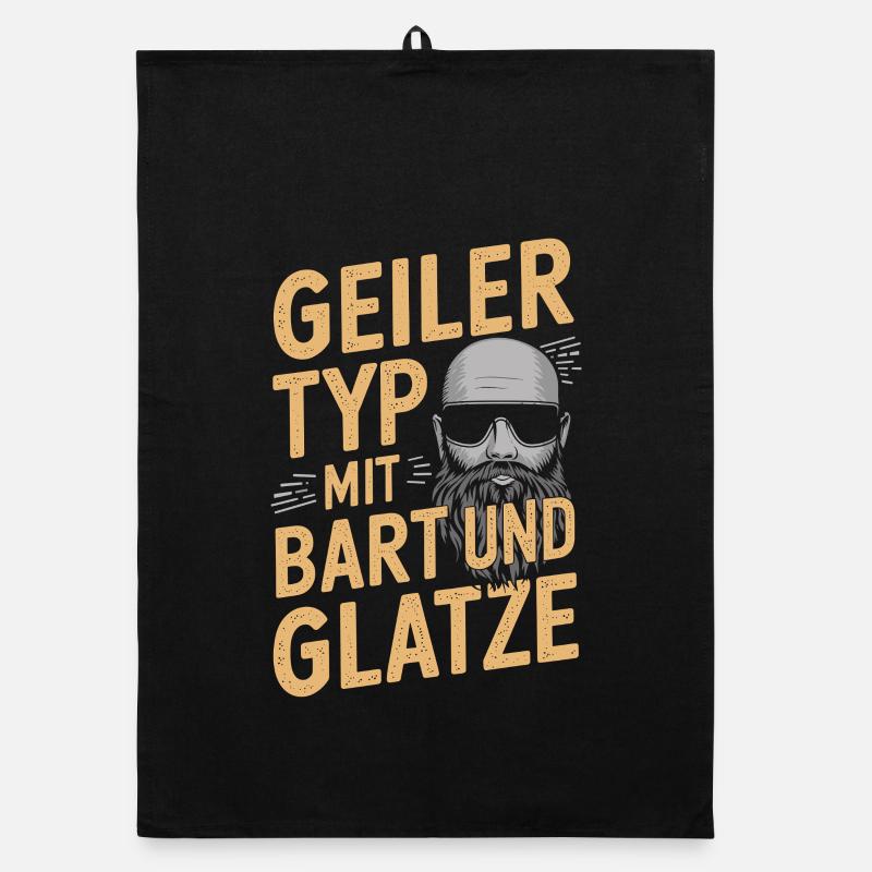 guy with beard & bald head beard wearer Organic dish towel