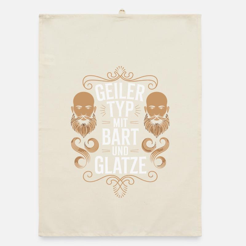 guy with beard & bald head beard wearer Organic dish towel